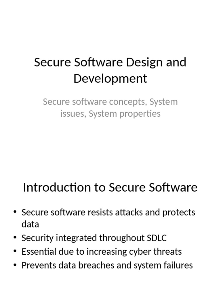 Introduction To Secure Software Design and Development | PDF | Security ...