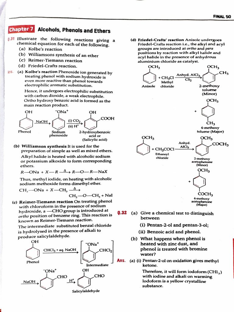 Alcohols, Phenols and Ethers | PDF | Ether | Chemical Reactions