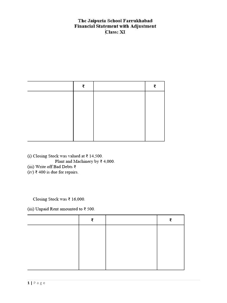 8718433-Financial Statements With Adjustments Ws 2 | PDF | Debits And ...