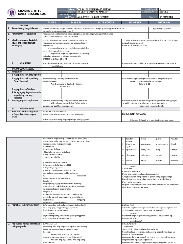 DLL - Epp 5 - Q1 - W2 | PDF