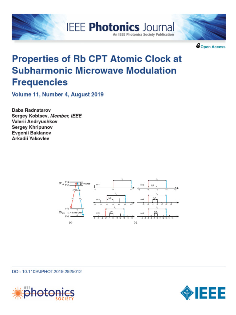 Properties of RB CPT Atomic Clock at Subharmonic Microwave Modulation ...