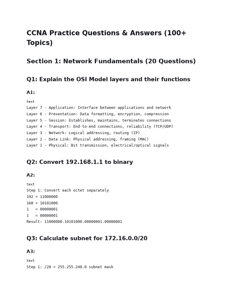CCNA Practice Questions | PDF | Ip Address | Router (Computing)