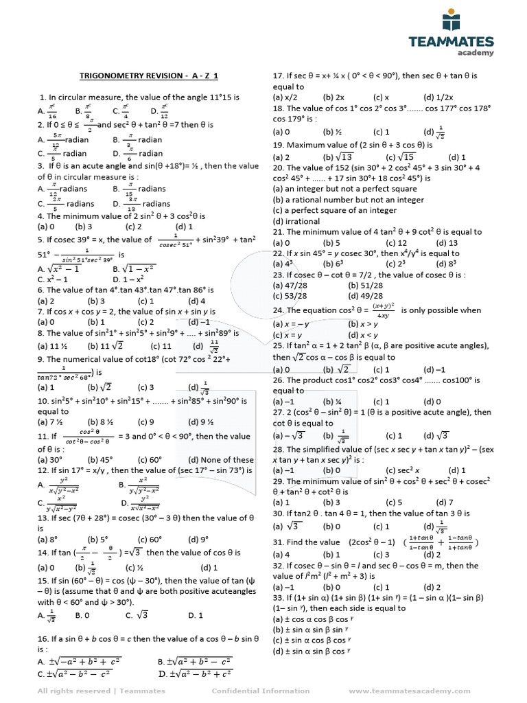 Trigonometry ADV - 3-ABH - (08!11!2025) | PDF | Trigonometry ...