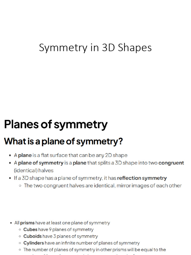 Symmetry in 3D Shapes | PDF