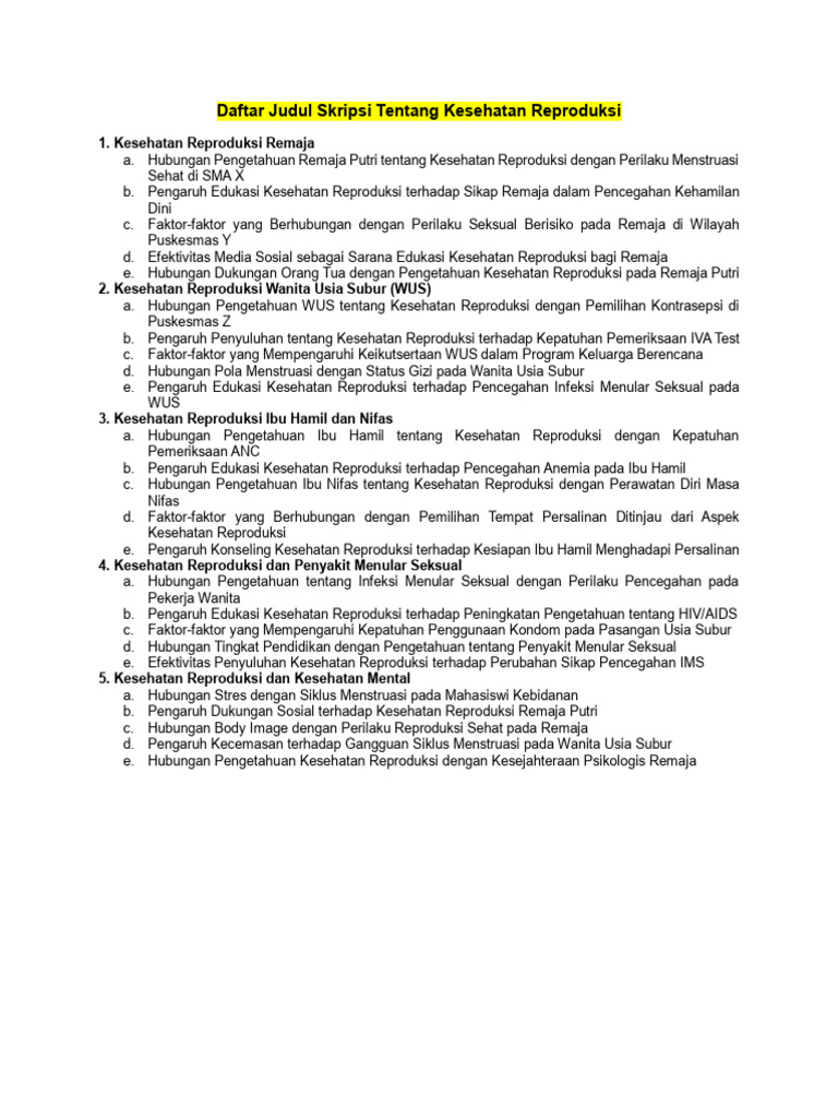 Contoh Judul Kespro Dan KB | PDF