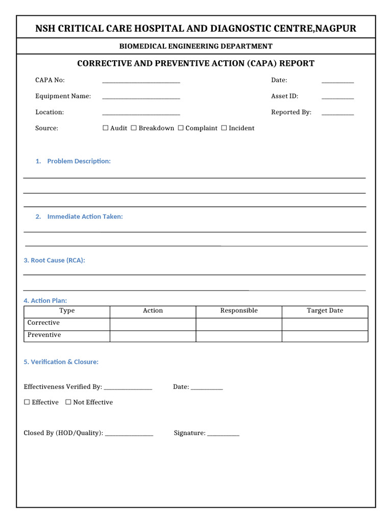 CAPA Report Format | PDF
