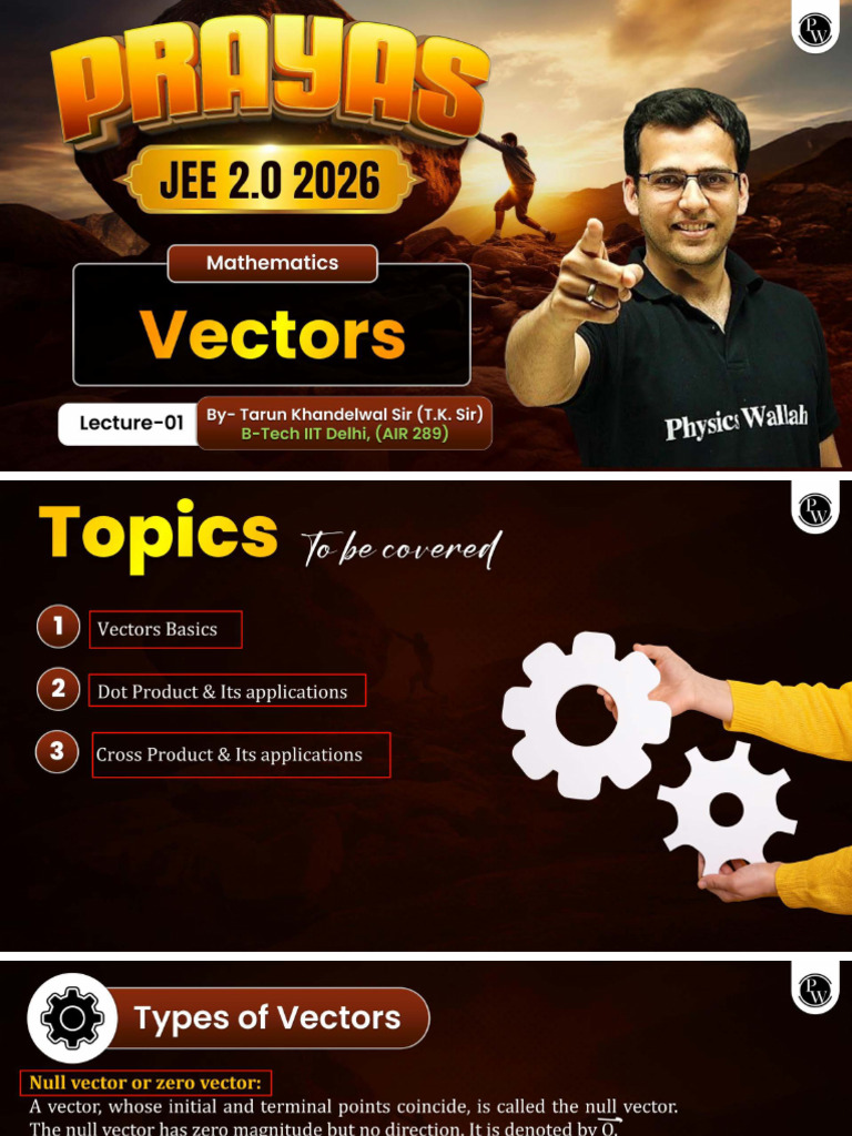 Vector Algebra 01 - Class Notes | PDF