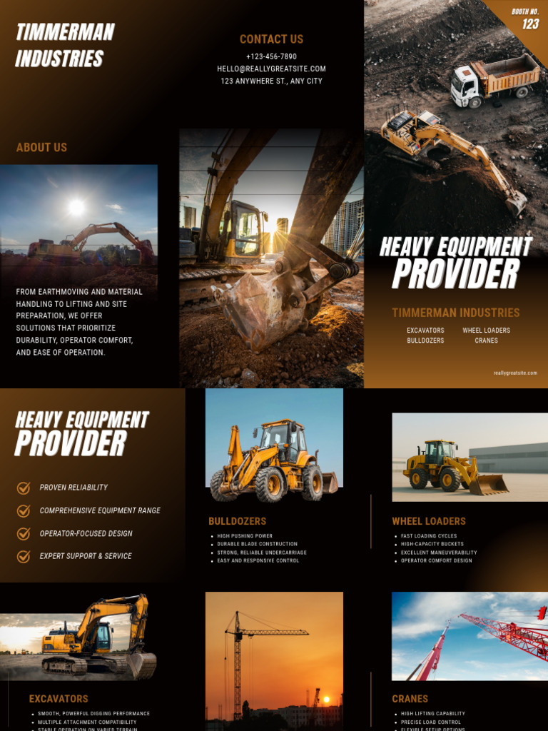Black and Brown Heavy Machinery Professional Modern Construction ...