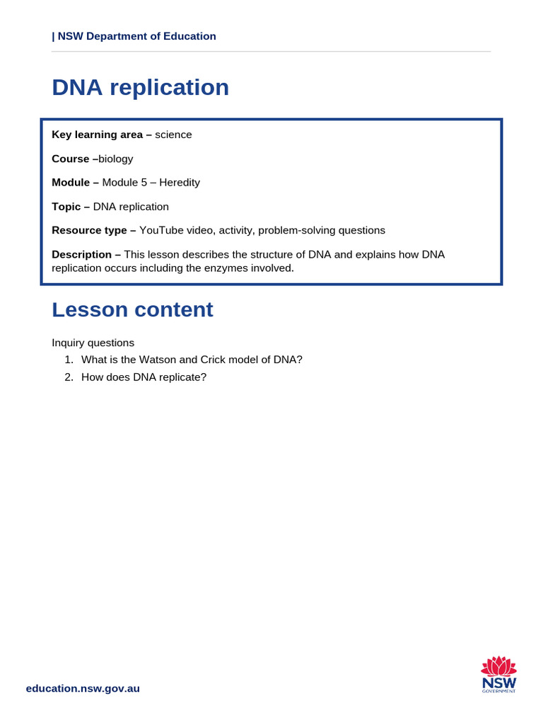 Biology Module5 Dna Replication s6 | PDF | Dna | Dna Replication