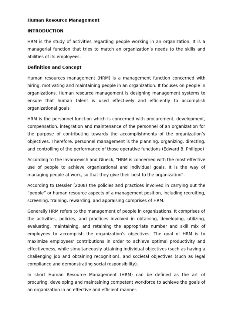 11human Resource Management Notes | PDF | Human Resource Management ...