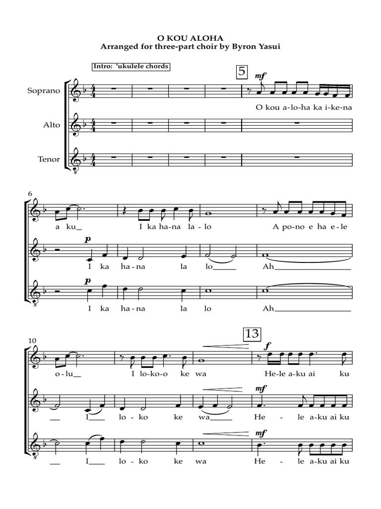 O KOU ALOHA - Full Score | PDF