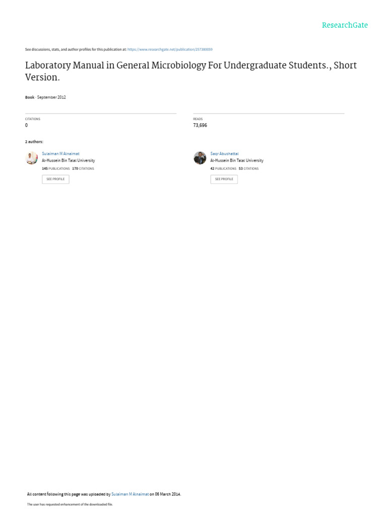 Laboratory Manual in General Microbiology by DR Sulaiman Alnaimat of Al ...
