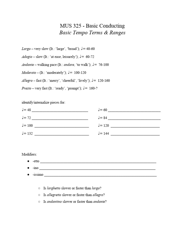 MUS 326 - Basic Tempo Terms | PDF