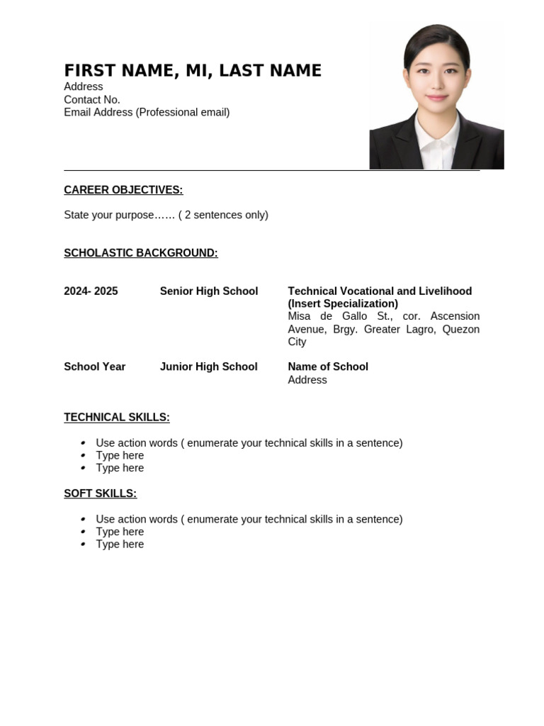 Resume Template Work Immersion | PDF