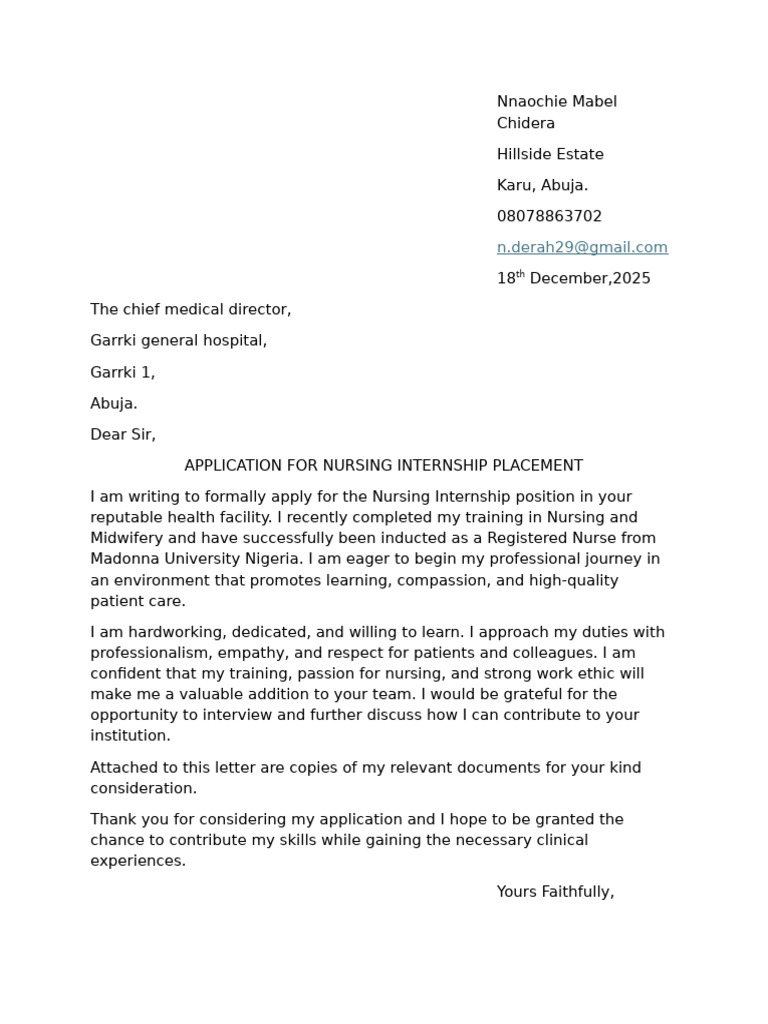 Internship Application Letter | PDF