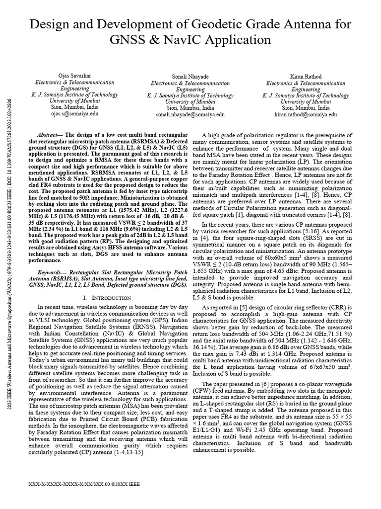 Design and Development of Geodetic Grade Antenna For GNSS Amp NavIC ...