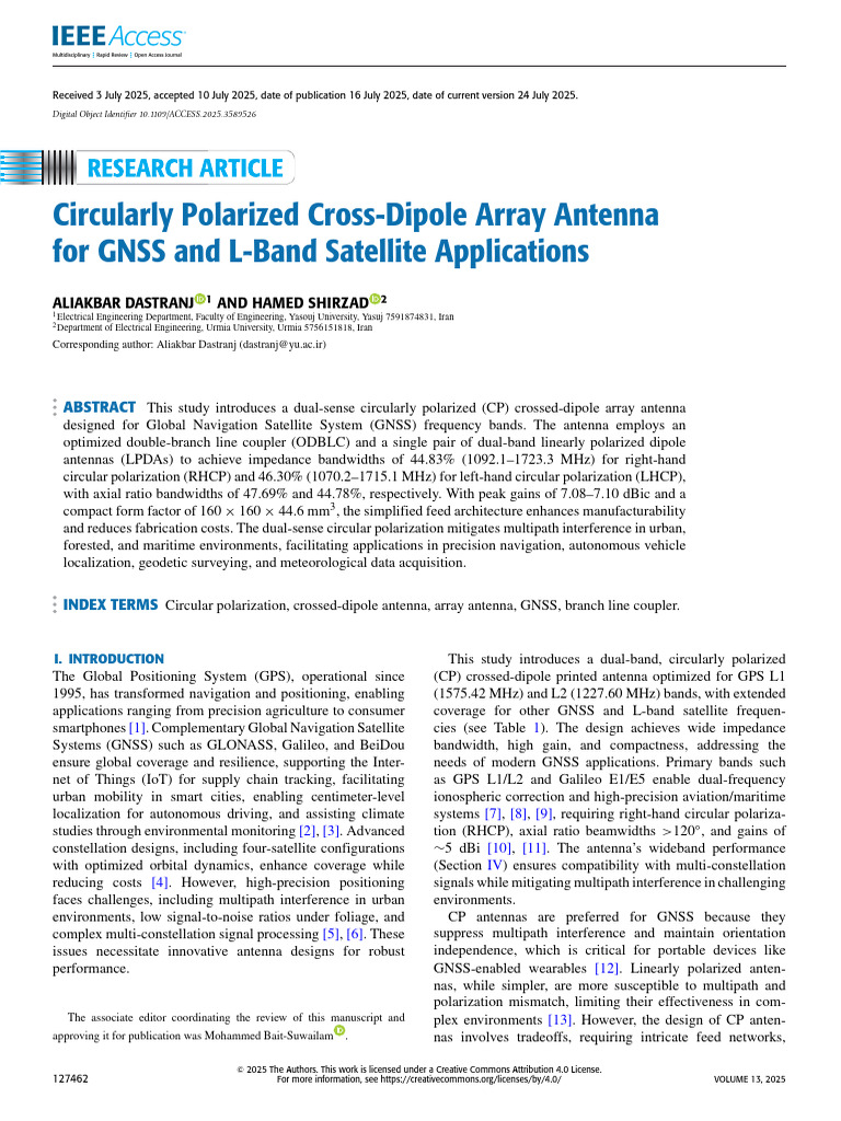 Circularly Polarized Cross-Dipole Array Antenna For GNSS and L-Band ...