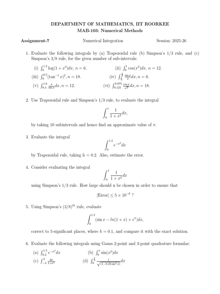 Assignment 7 (MAB-103) | PDF | Calculus | Mathematics