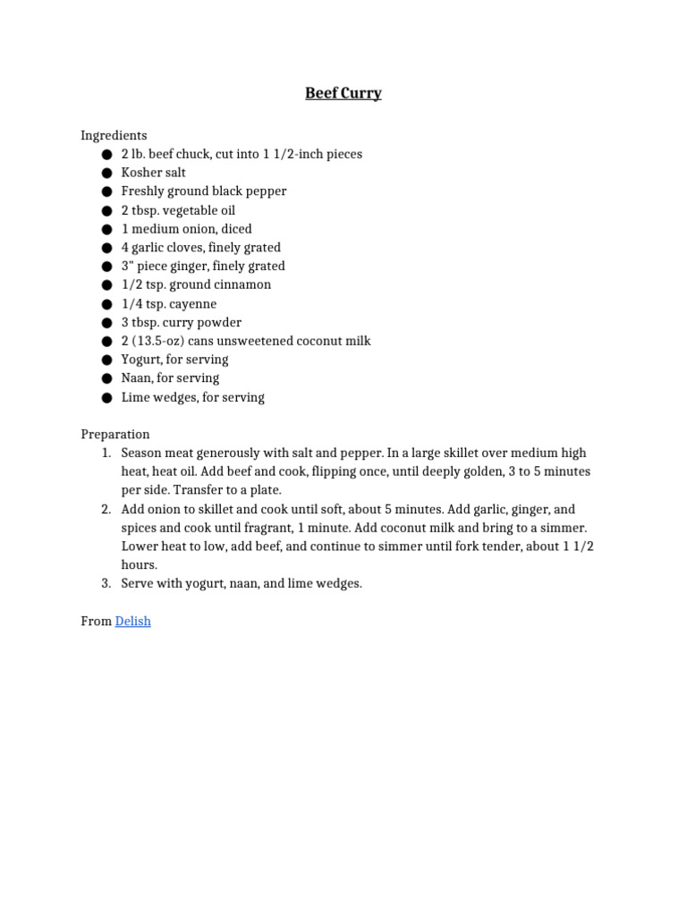 Beef Curry | PDF