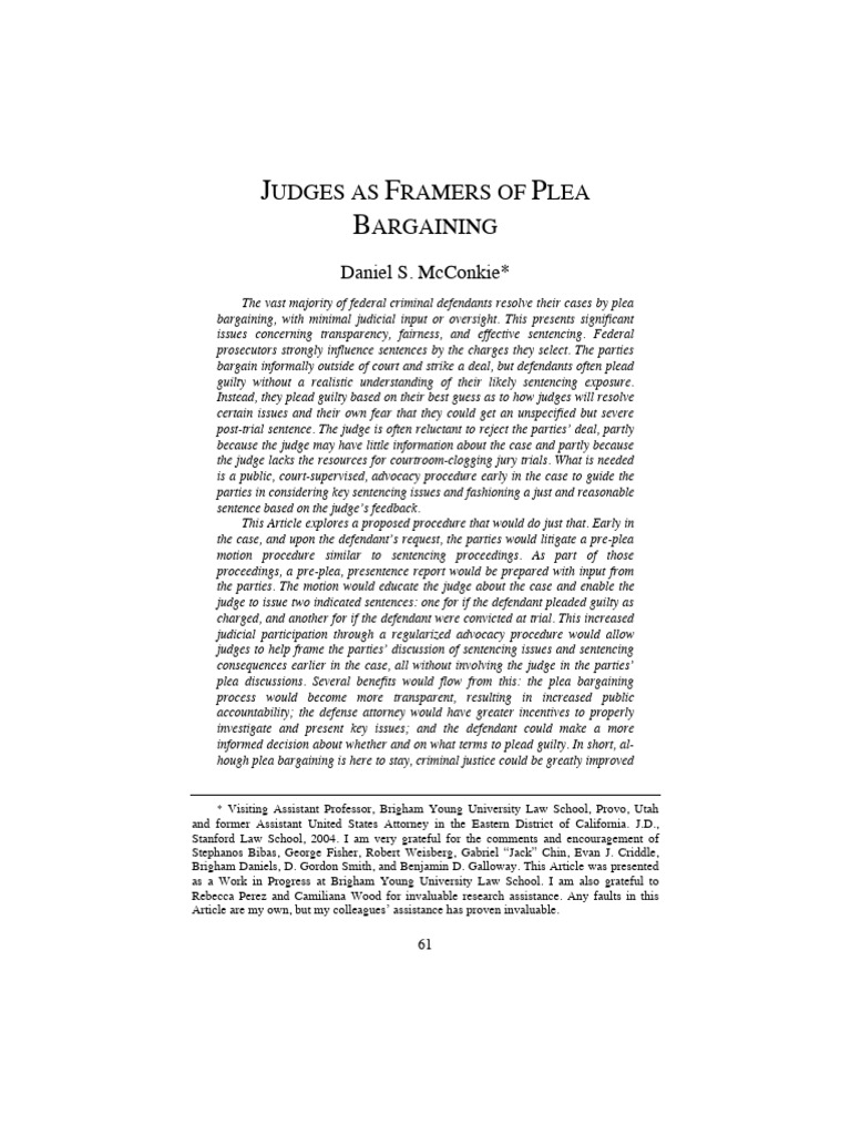 Mcconkie | PDF | Plea | Plea Bargain