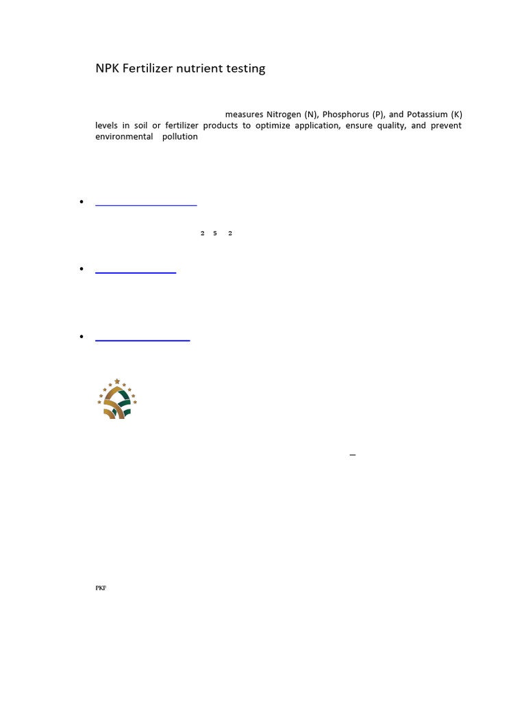 NPK Fertilizer Nutrient Testing | PDF