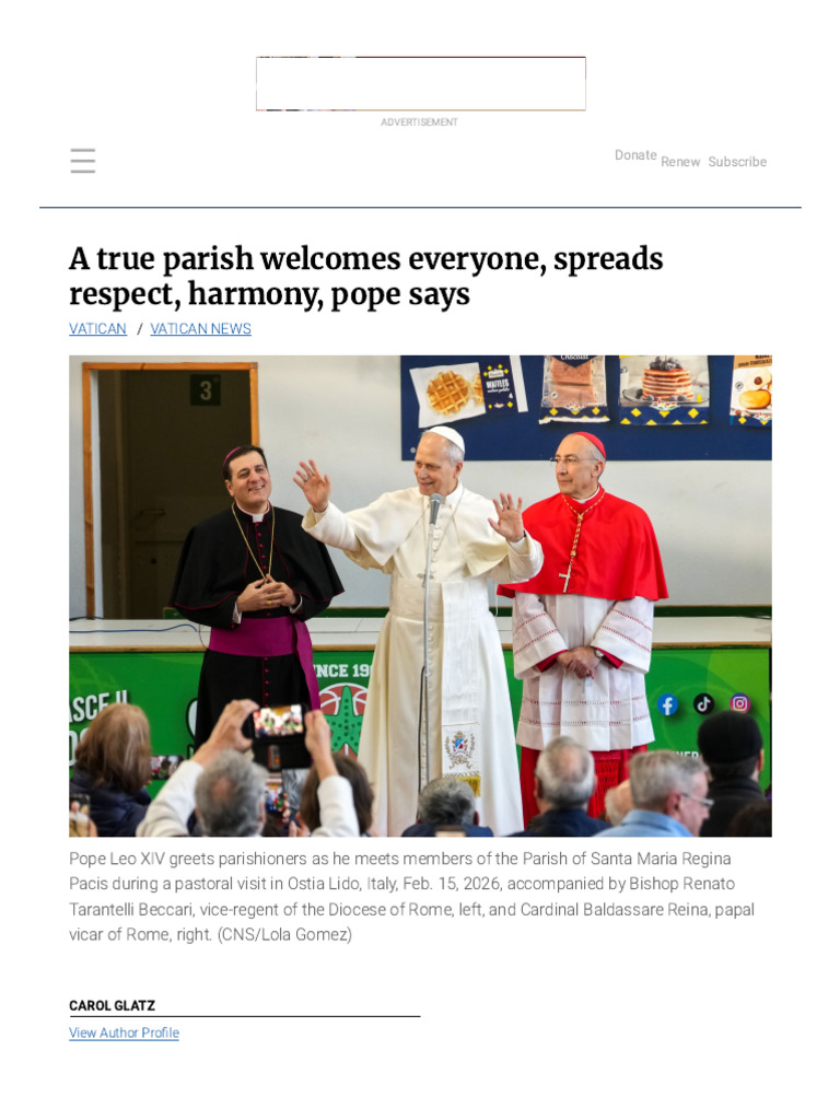 A True Parish Welcomes Everyone, Spreads Respect, Harmony, Pope Says ...