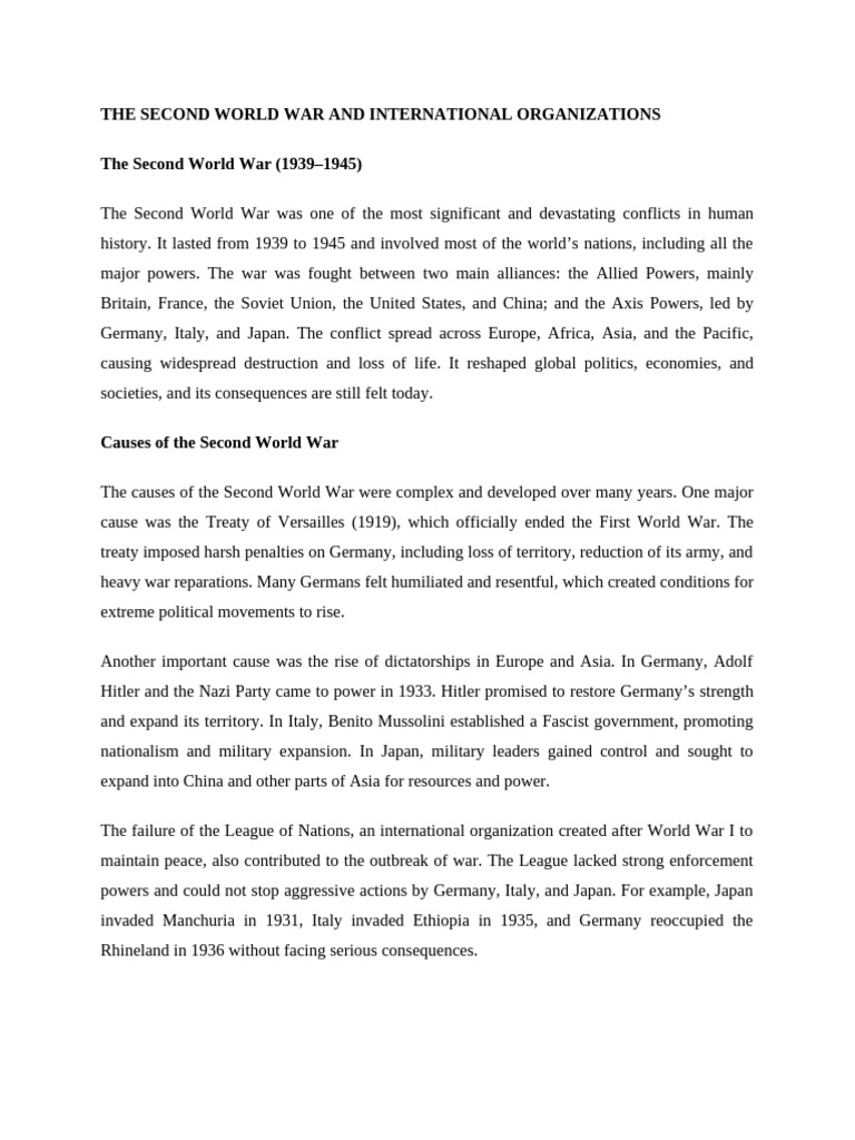 The Second World War and International Organizations | PDF | World War ...