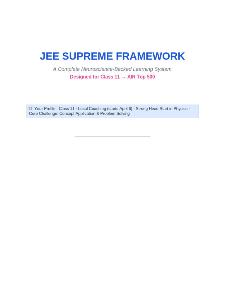 JEE Supreme Framework | PDF | Memory | Sleep