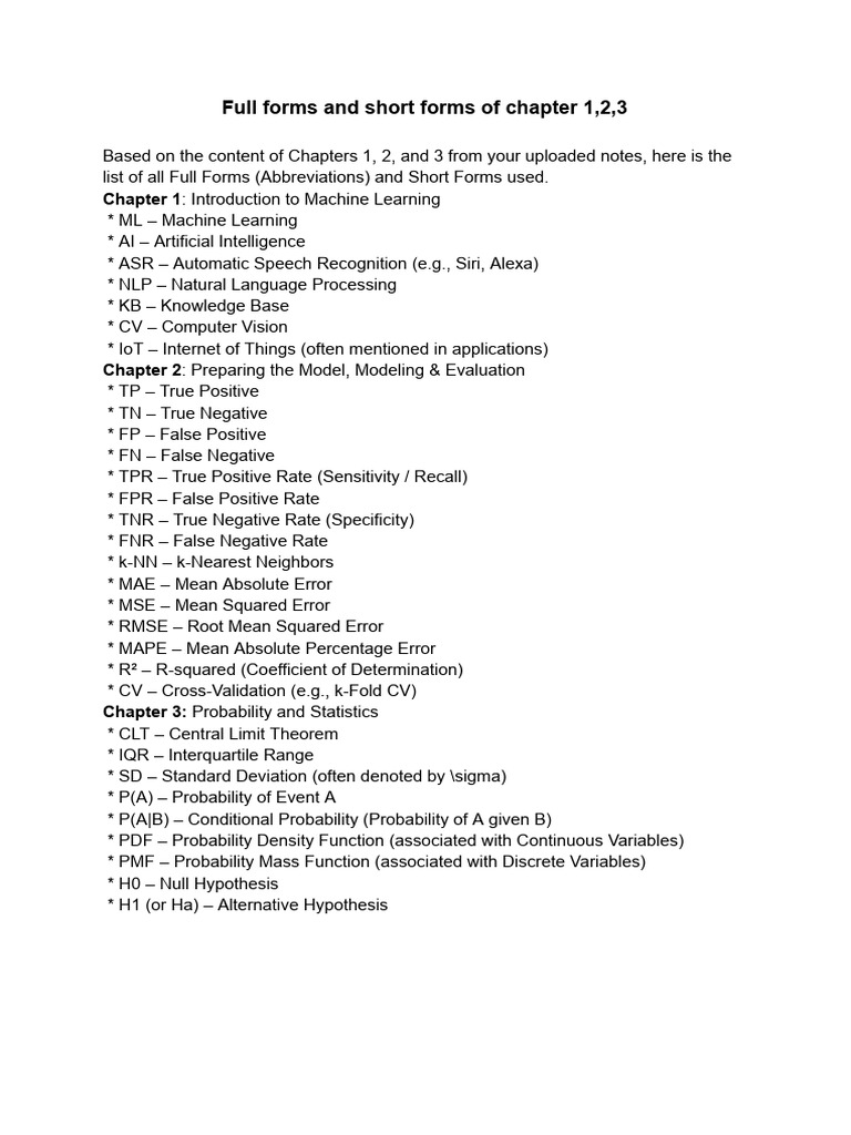 ML Full Forms | PDF