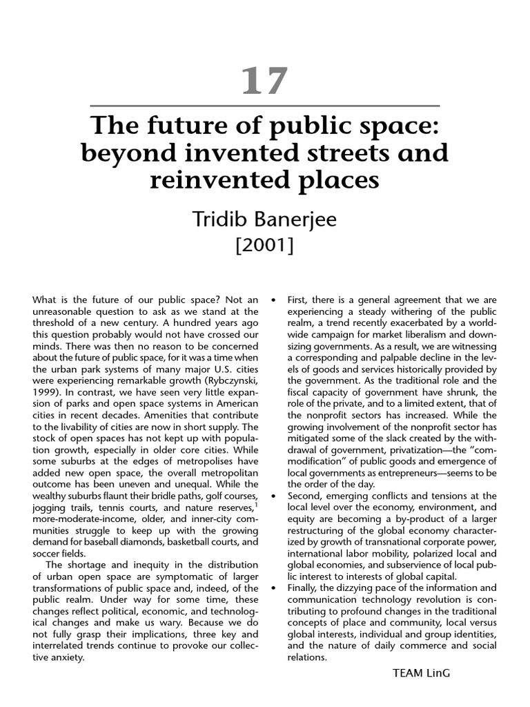 The Future of Public Spaces, Beyond Invented Streets and Re-Inveted ...