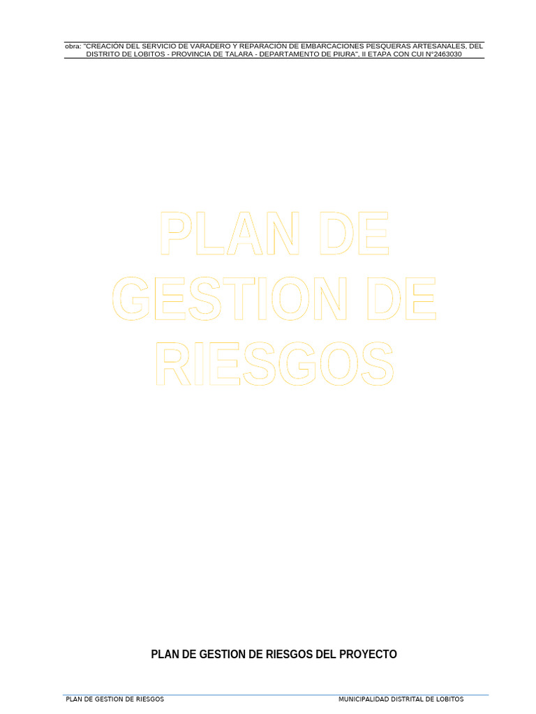 Plan Gestion de Riesgos | PDF | Riesgo