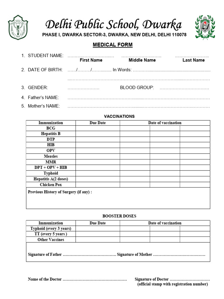 Medical Form DTD 15-01-2026 | PDF | Pediatrics | Children's Health