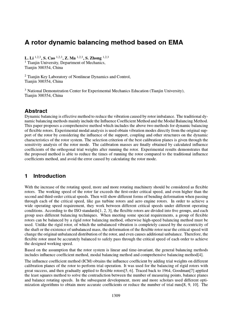 A rotor dynamic balancing method base on EMA | PDF | Eigenvalues And ...