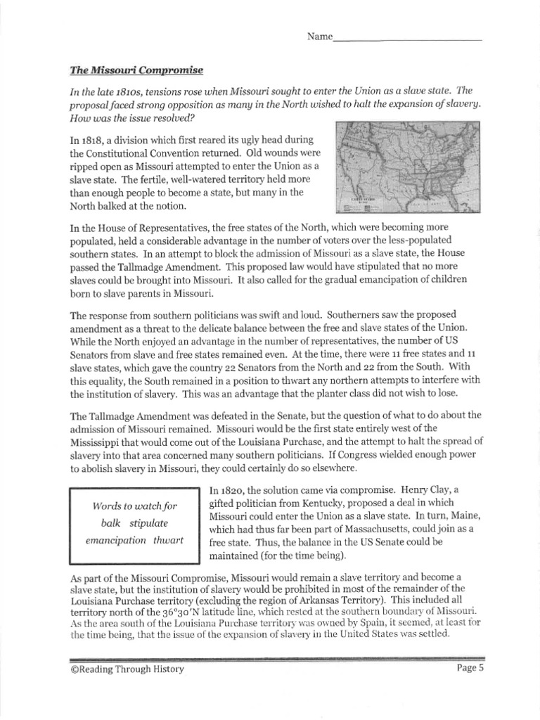 Kami Export - Brayden Clevenger - Missouri Compromise | PDF | Slavery ...