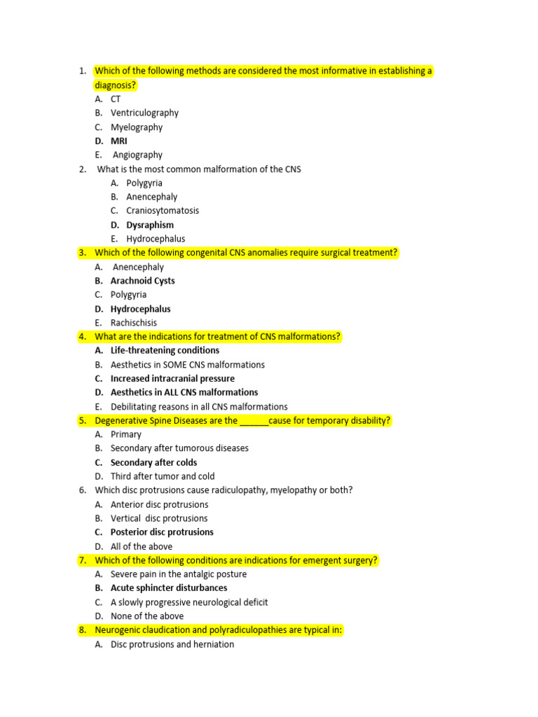 Neurosurgery Questions Final | PDF | Traumatic Brain Injury ...