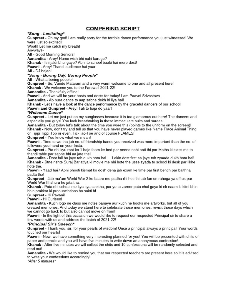 Compering Script 2021-2022 | PDF