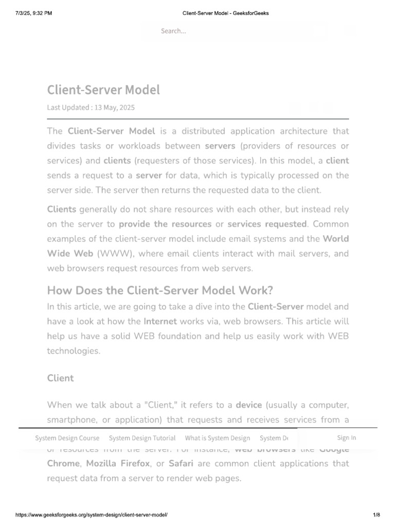 Client Serrrver Model | PDF