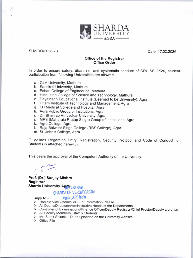 SUA - RO - 2026 - 78 - Guidelines Regarding Entry - Registration ...