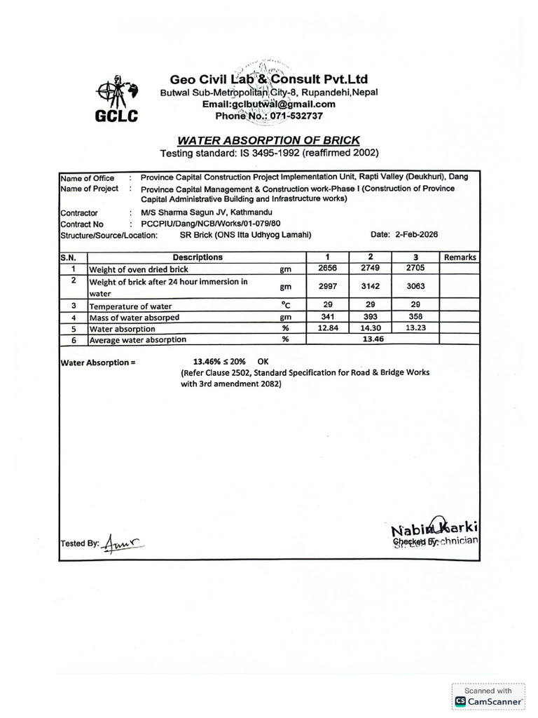Lab Buildings Materials Report-SR Brick Test Report | PDF