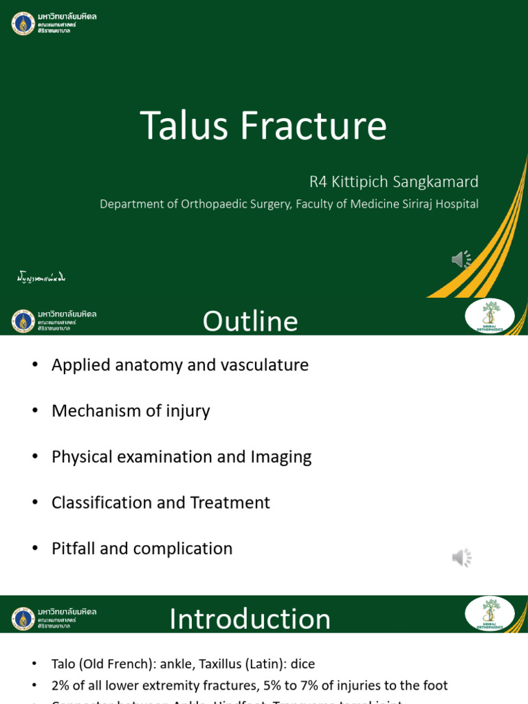 Talus Fracture ติวรวม | PDF | Ankle | Skeletal System