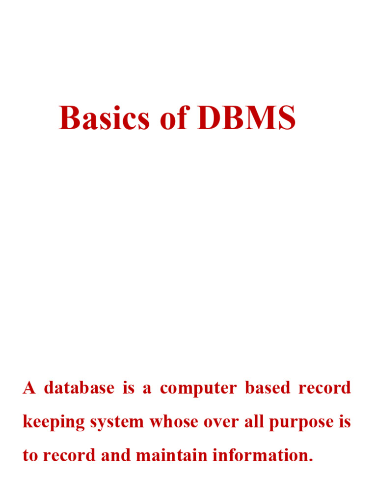 Ch1 - Basics of DBMS | PDF | Databases | Computer File