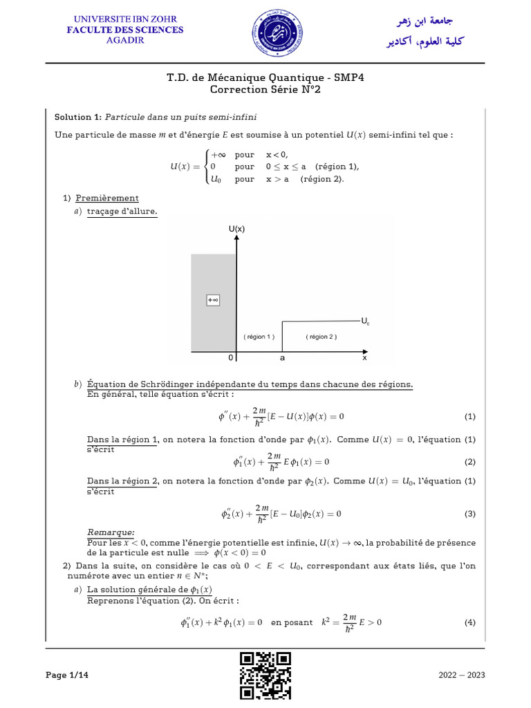 Sol2 2022 2023 | PDF | Réflexion (physique) | Effet tunnel