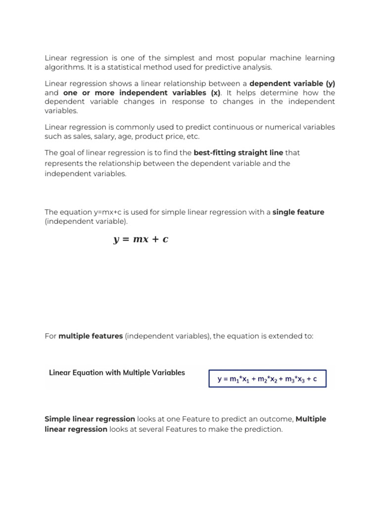 Linear Regression Algorithm | PDF