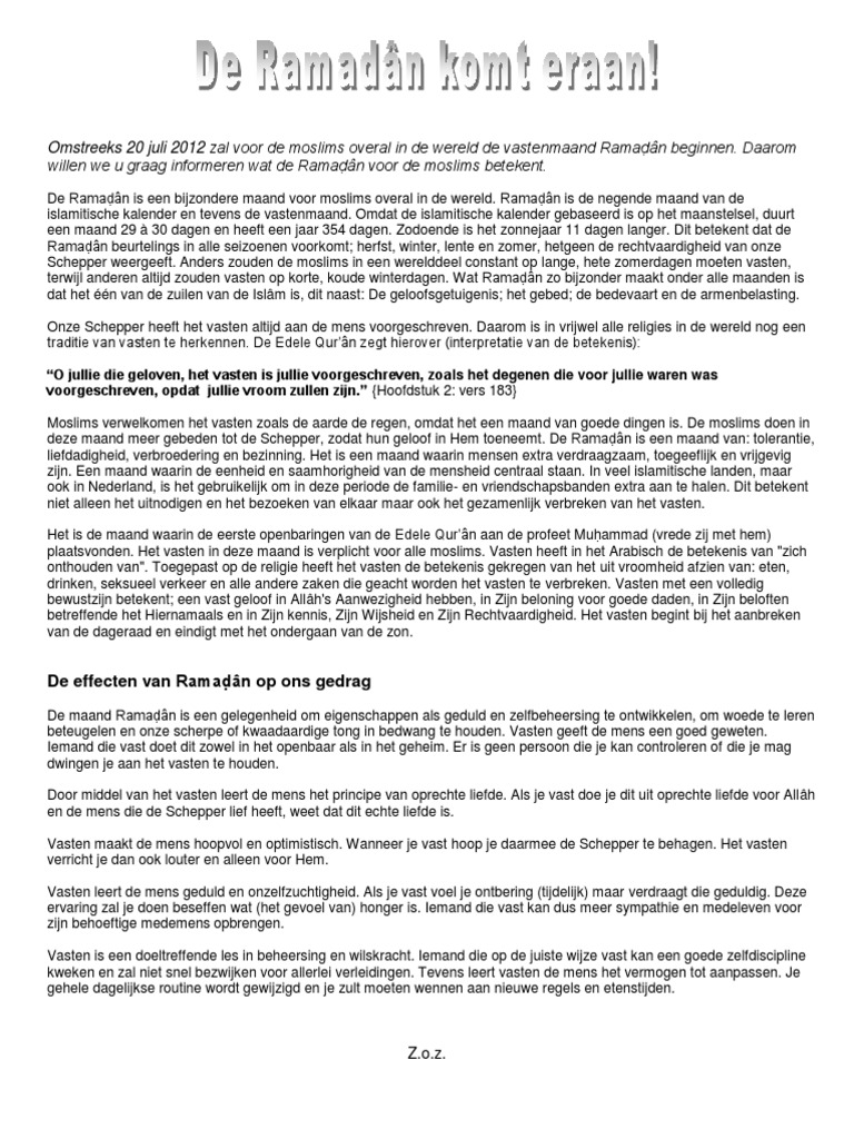 Voor De Ramadan