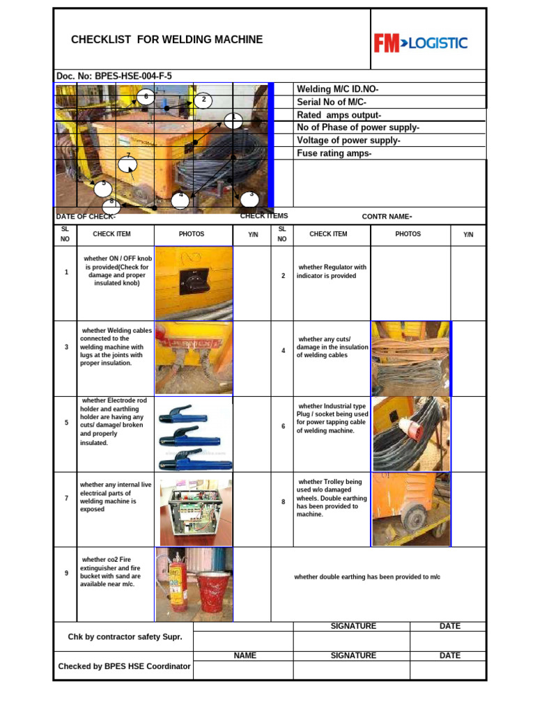 FM Welding Machin Inspection Checklist | PDF | Power Supply ...
