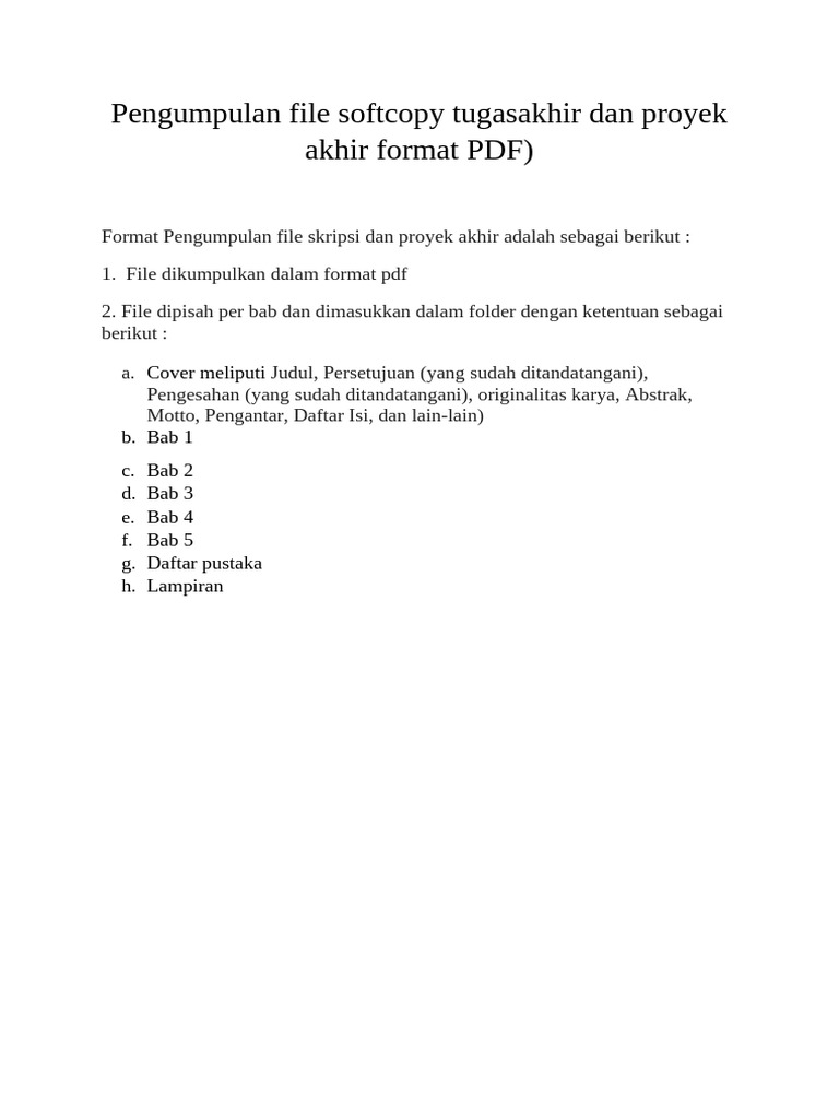 Format Pengumpulan File Softcopy Tugas Akhir | PDF