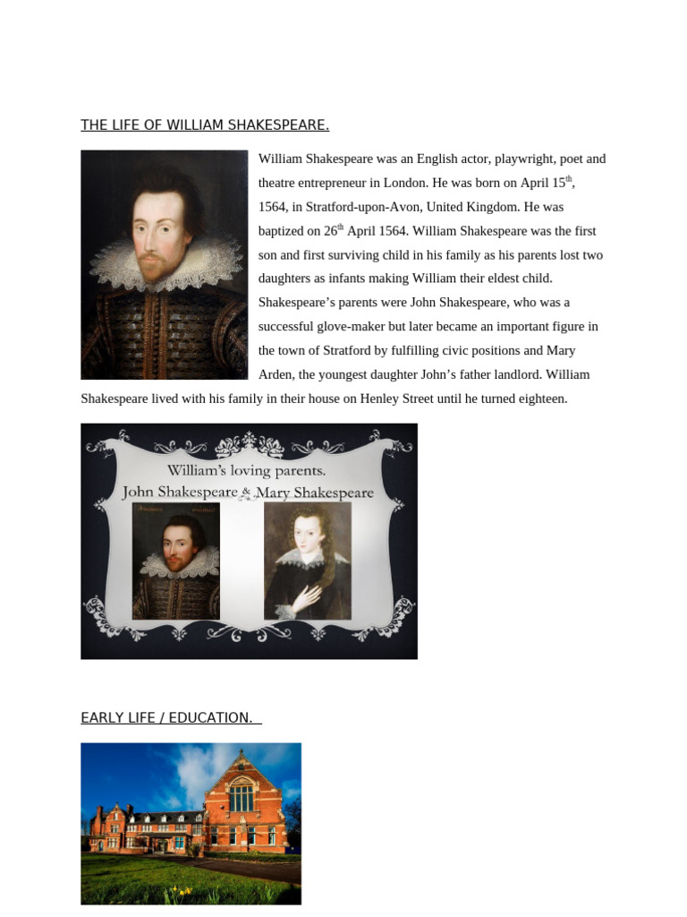 English B - Shakespeare Project | PDF | William Shakespeare | English ...