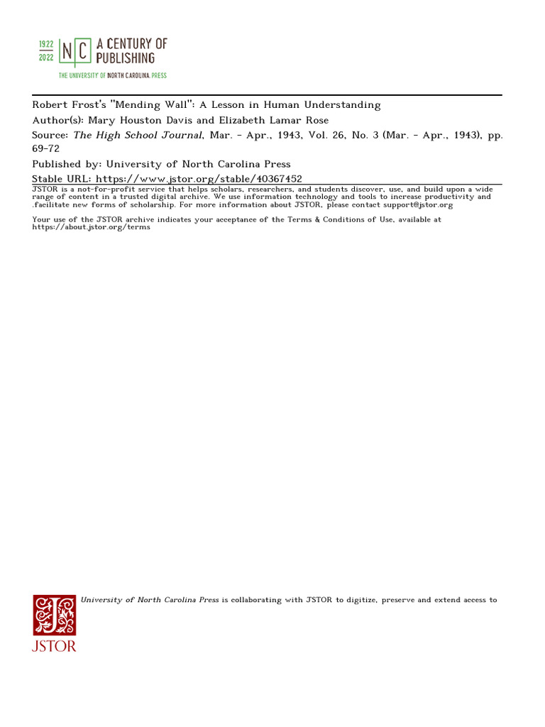 Davis RobertFrostsMending 1943 | PDF