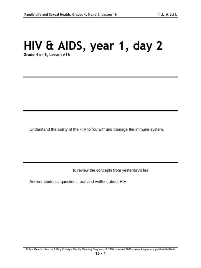 Grades 4-6 Lesson16 2010 | PDF | Hiv/Aids | Hiv
