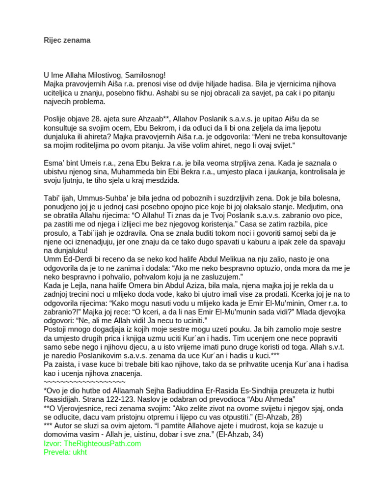 Rijec Zenama | PDF